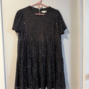 Lulus Just Me Black Sequin Formal Dress